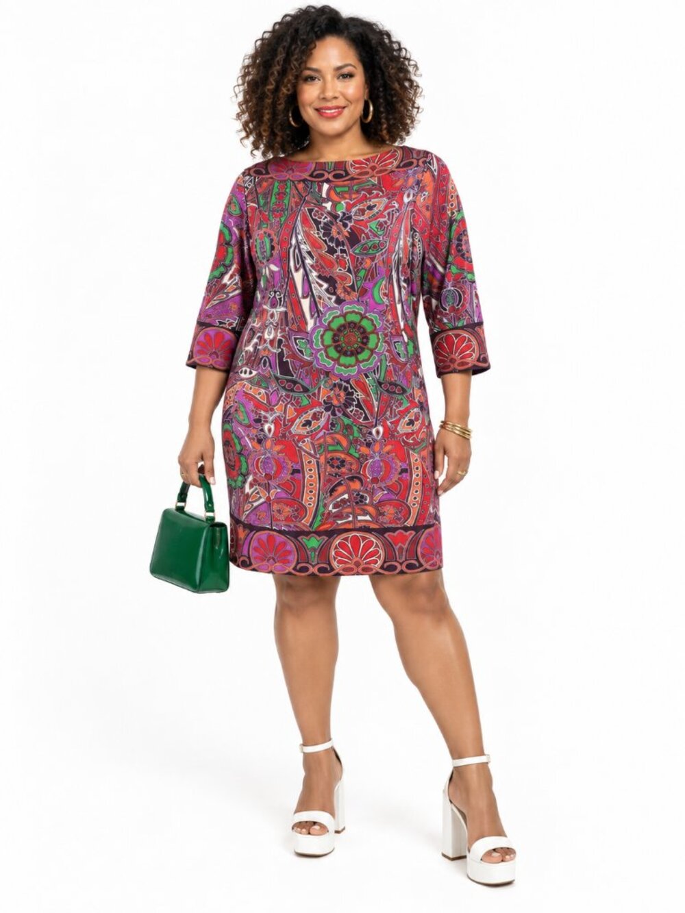 Chico's Multicolor Paisley Floral Dress Retro Mod Psychedelic Maximalist Size XL